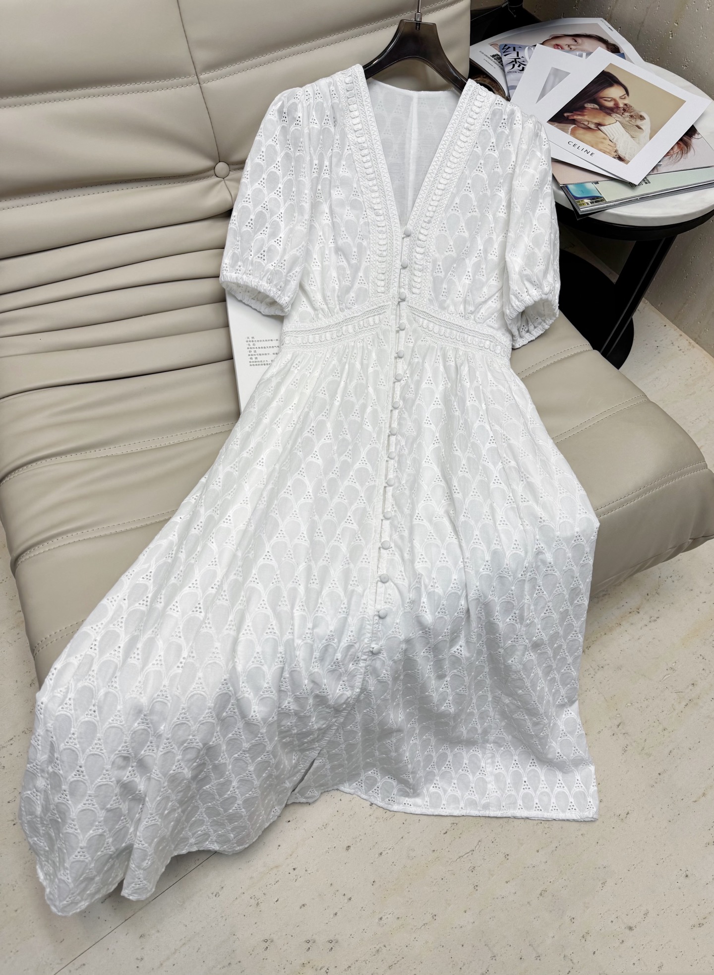 Elegant V-Neck Embroidered Dress with Puff Sleeves 2 i1752232443366 2606 0 0