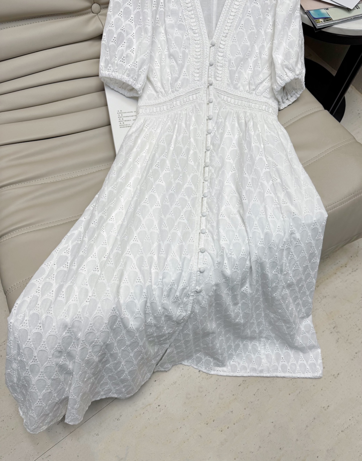 Elegant V-Neck Embroidered Dress with Puff Sleeves 6 i1752232445061 8633 0 4