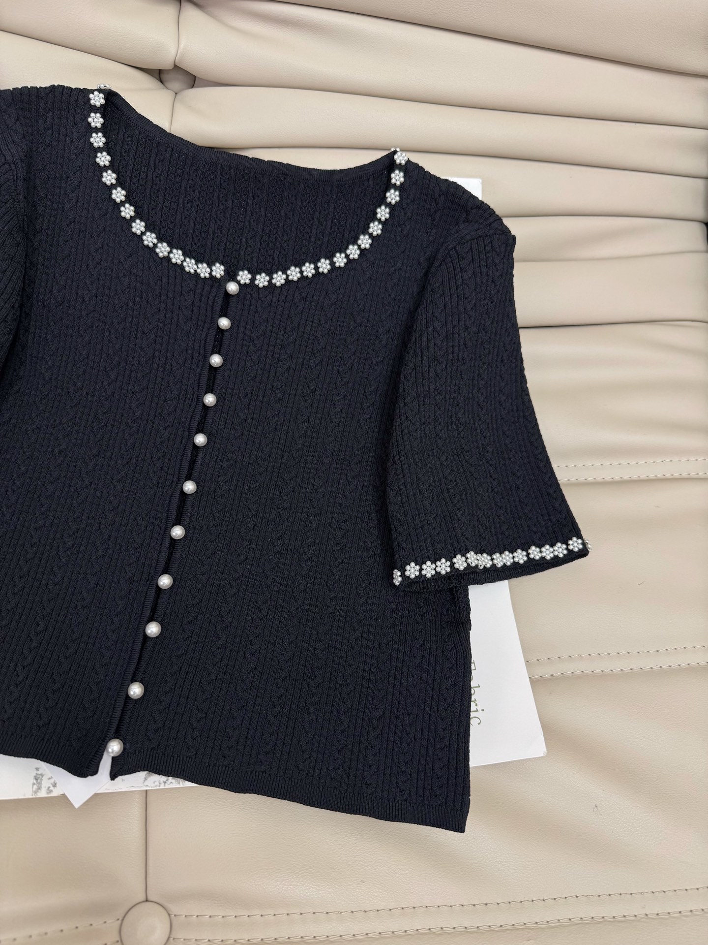 Elegant French Style Pearl Beaded Knit Top & Dress Set, Chic Two-Piece Outfit 8 i1753521595462 9879 0 6
