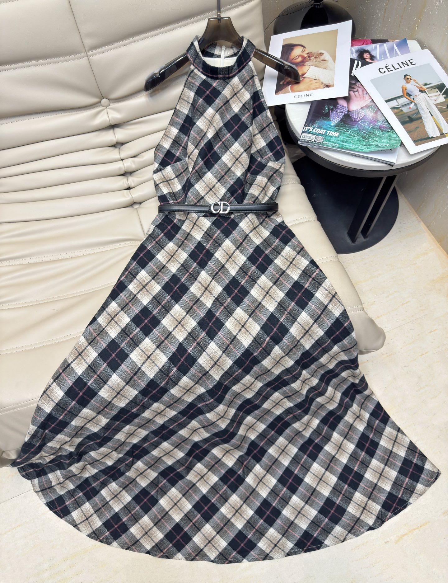 Elegant Plaid Maxi Dress with Halter Neck - Romantic & Slimming 2 i1753953416623 2996 0 0