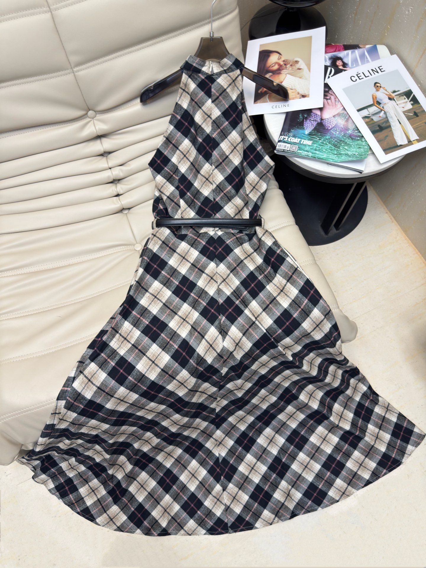 Elegant Plaid Maxi Dress with Halter Neck - Romantic & Slimming 5 i1753953416643 5306 0 3