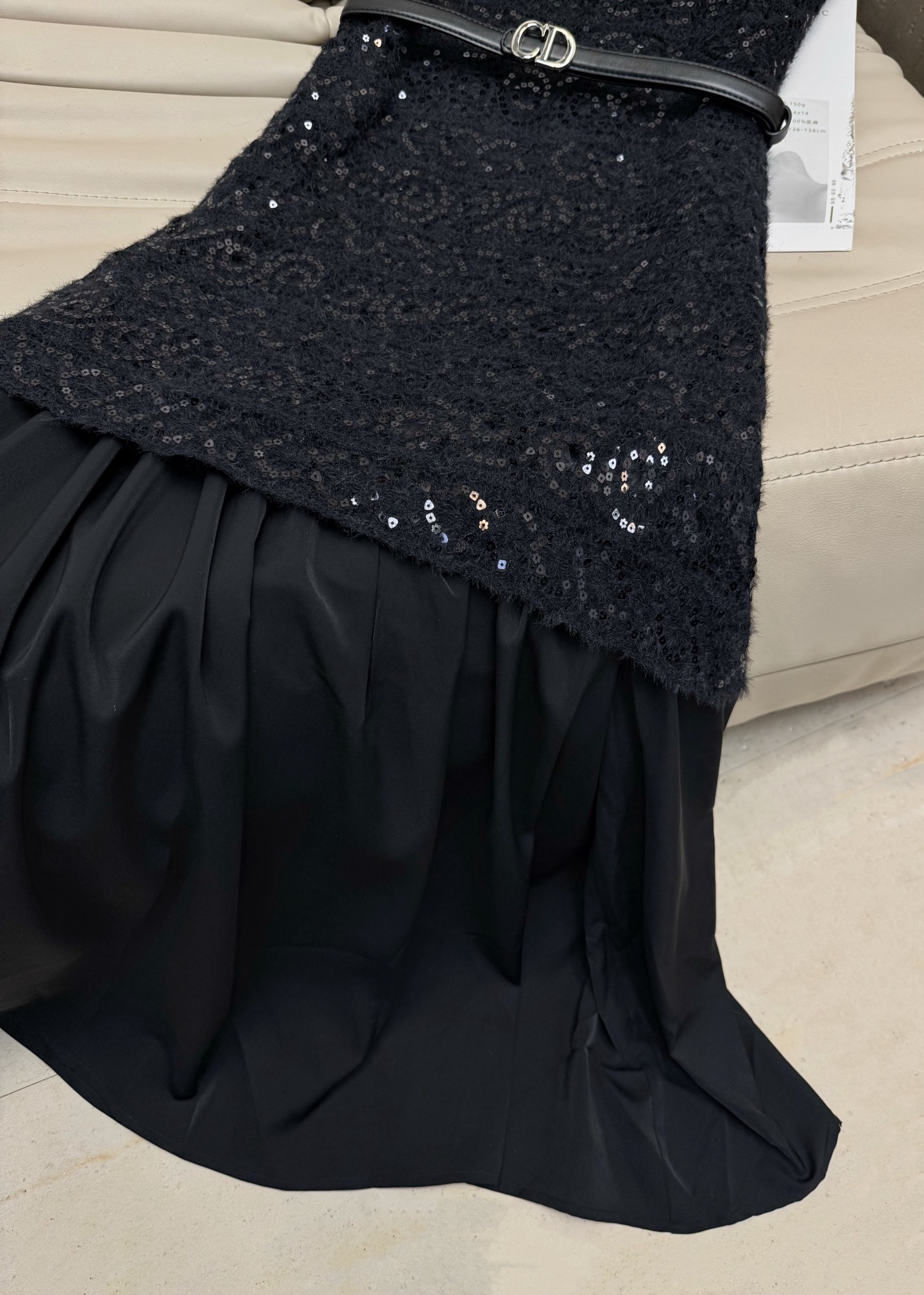 Elegant Sleeveless A-Line Dress with Sequin Embroidery and CD Belt 7 i1754391739399 3389 0 5