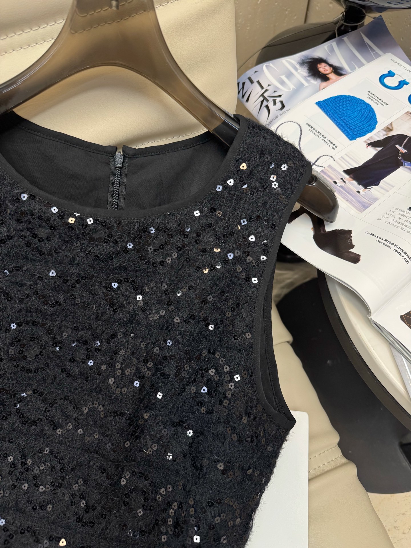 Elegant Sleeveless A-Line Dress with Sequin Embroidery and CD Belt 3 i1754391742435 8275 0 1
