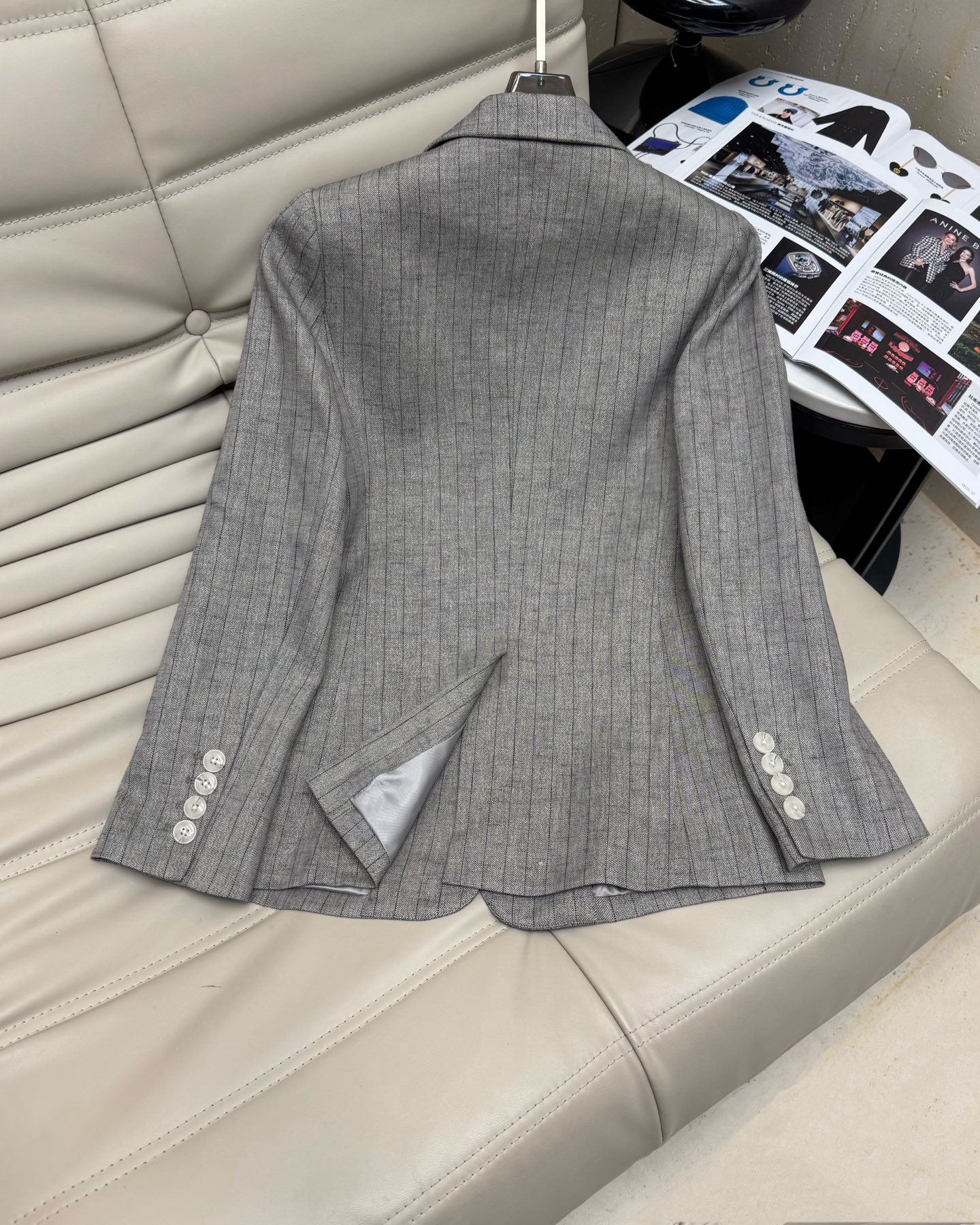 Elegant Linen Blend Pinstripe Blazer - Sophisticated Autumn Style, Size S-L 7 i1754967828377 8187 0 5