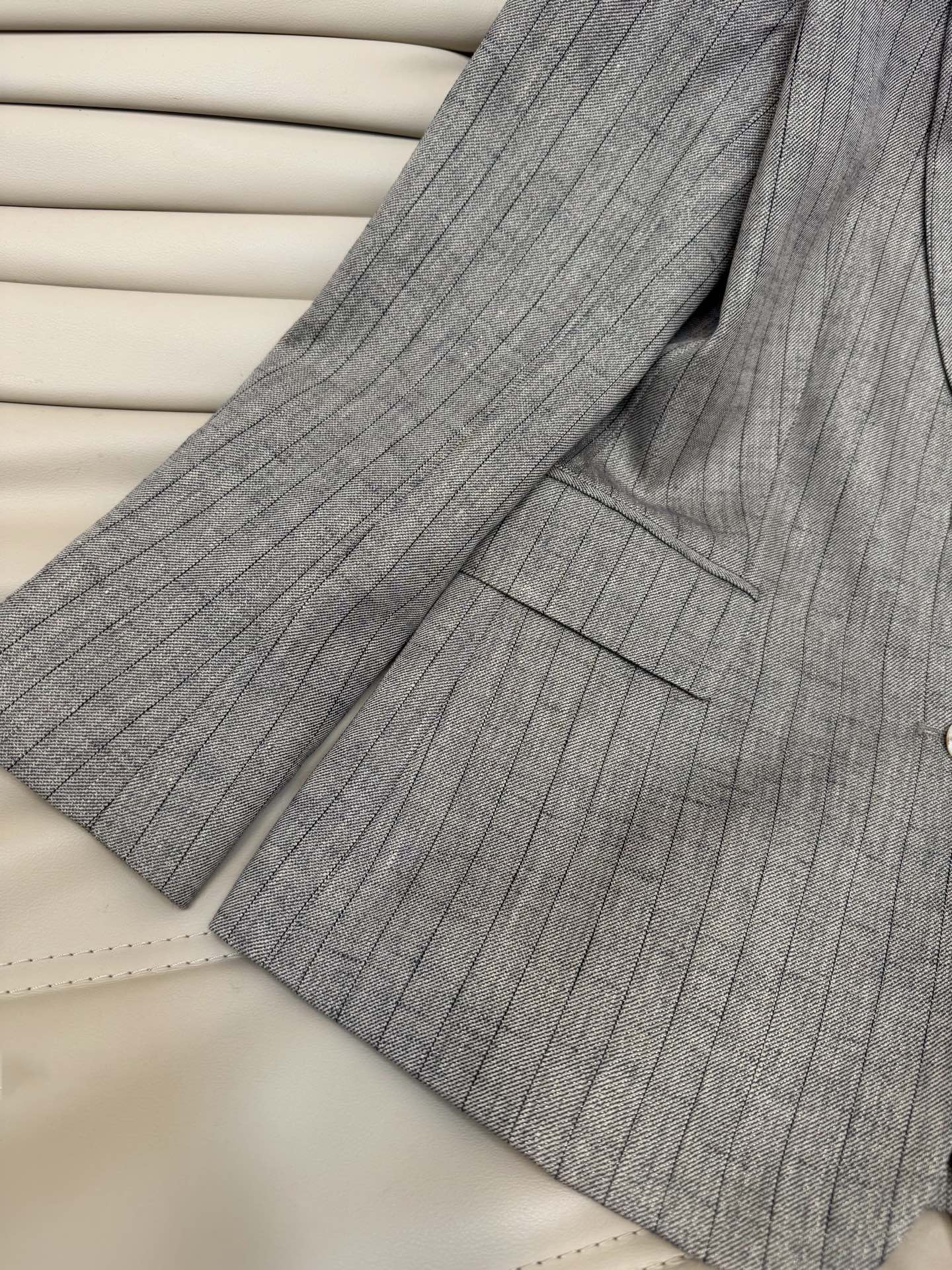 Elegant Linen Blend Pinstripe Blazer - Sophisticated Autumn Style, Size S-L 6 i1754967828406 5635 0 4