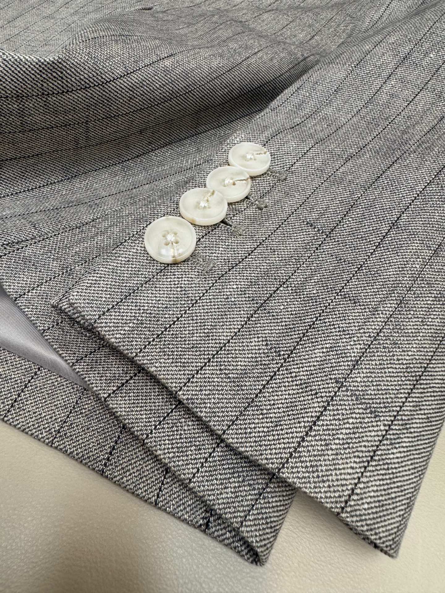Elegant Linen Blend Pinstripe Blazer - Sophisticated Autumn Style, Size S-L 9 i1754967829995 6051 0 7