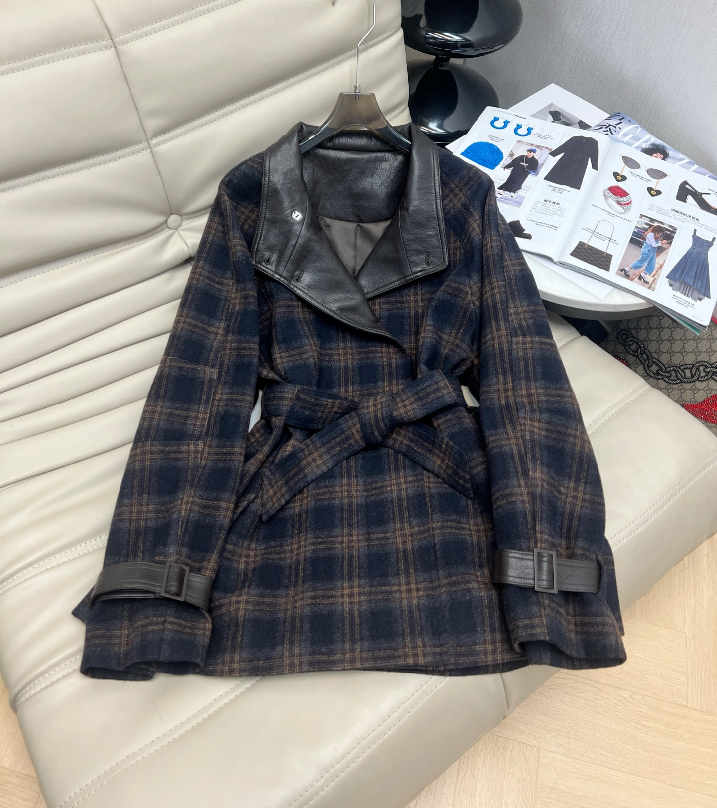 Elegant Plaid Wool Coat: Korean Style, Slimming Fit, Perfect for Petite Women 6 i1759380943302 1495 0 4
