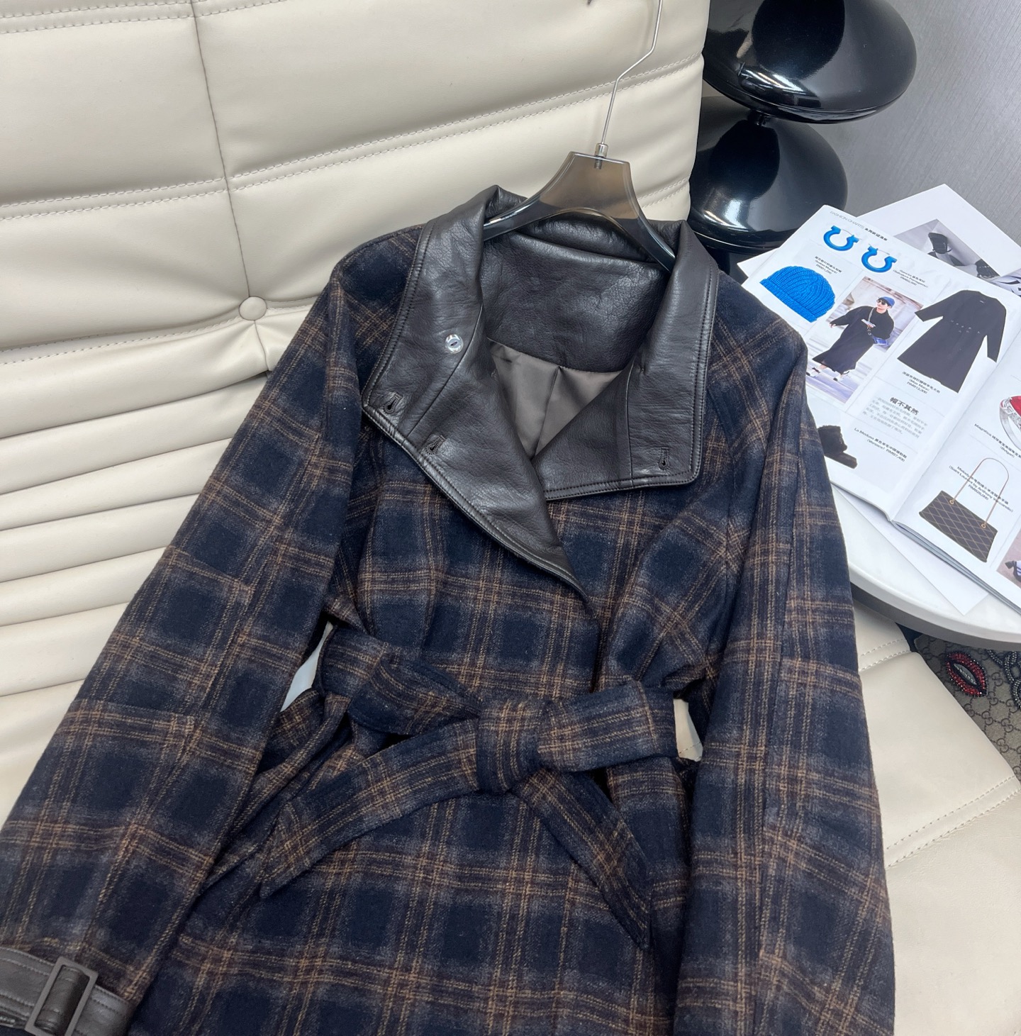 Elegant Plaid Wool Coat: Korean Style, Slimming Fit, Perfect for Petite Women 7 i1759380943308 3565 0 5