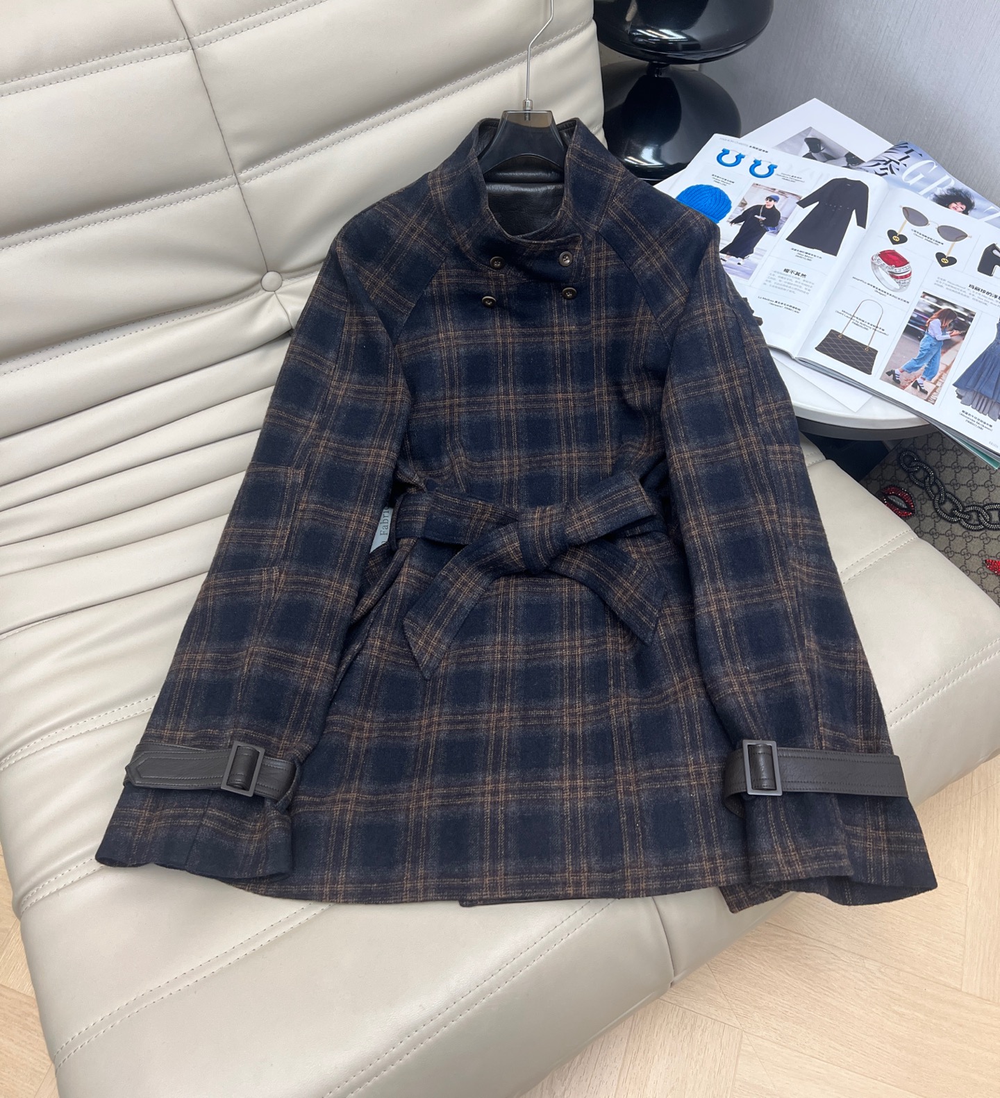 Elegant Plaid Wool Coat: Korean Style, Slimming Fit, Perfect for Petite Women 2 i1759380947655 649 0 0