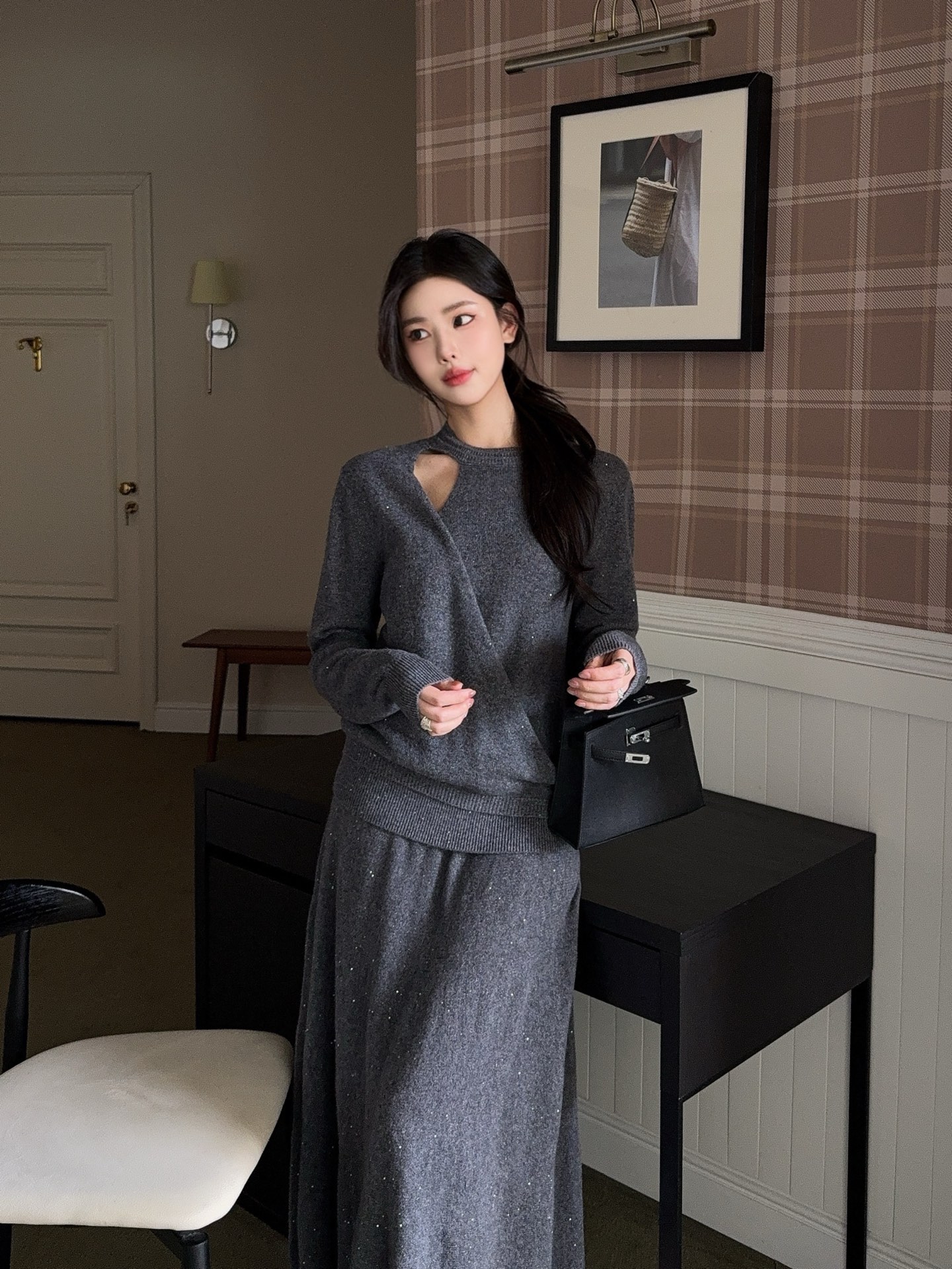 Wool Knit Top and Skirt Set with Rhinestone Embellishments 2 i1760842492411 9522 0 0