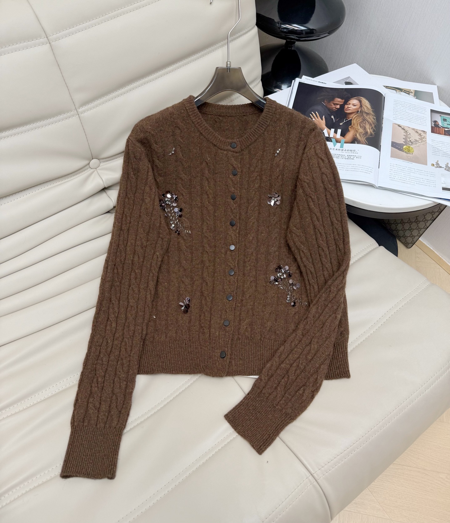 Elegant Wool Blend Cardigan & A-Line Skirt Set with Beaded Detail 3 i1761724306269 6248 0 1