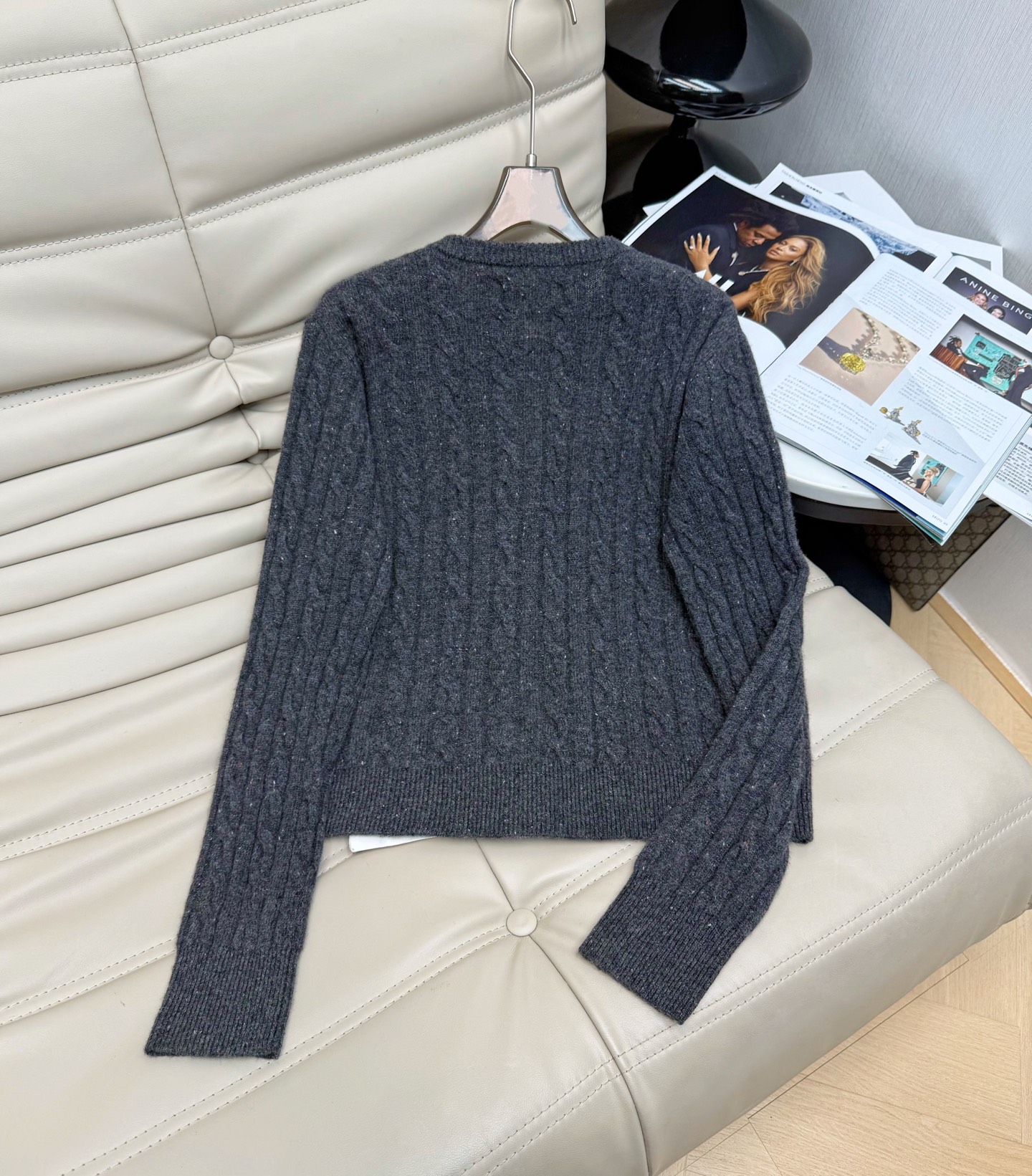 Elegant Wool Blend Cardigan & A-Line Skirt Set with Beaded Embellishments 5 i1761724644781 4061 0 5