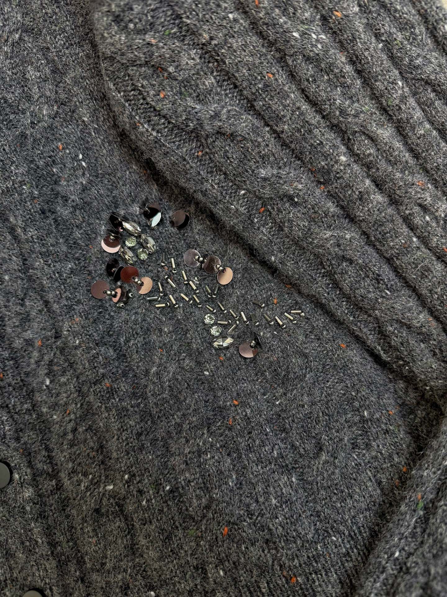 Elegant Wool Blend Cardigan & A-Line Skirt Set with Beaded Embellishments 4 i1761724649411 8155 0 3