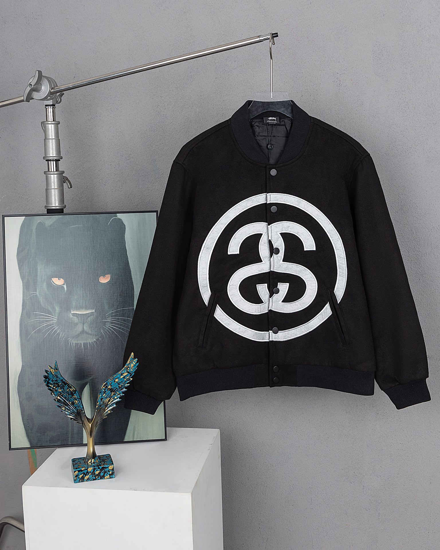 Chaqueta de tweed Stussy parodia de Chanel, mismo modelo que en la tienda oficial, tejido de alta calidad de …