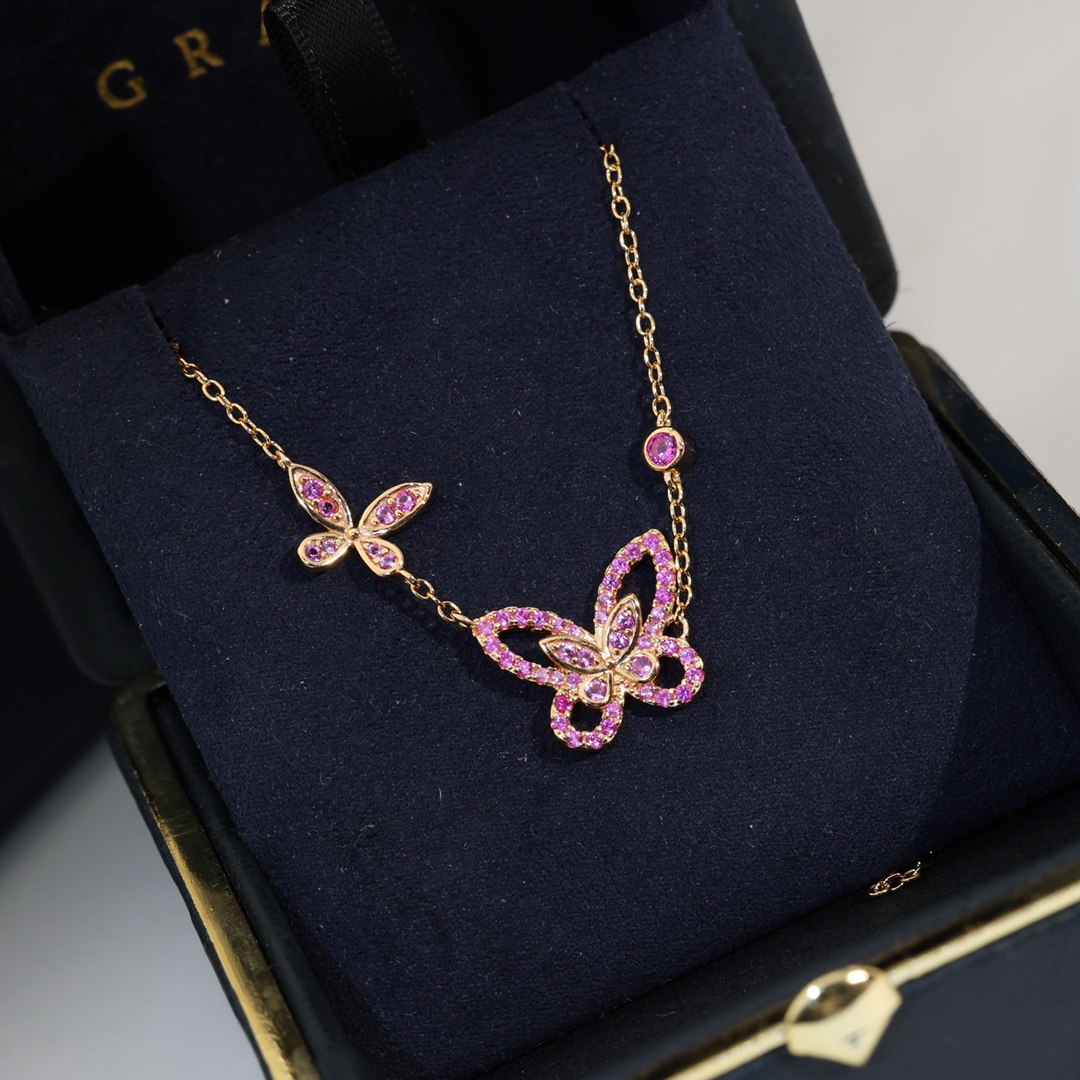 NO:103758,Seiko version top brand Graf Necklaces, high-end jewelry custom imitation diamond series, showing luxury, high-end customization, luxury Pink diamond s925 silver-plated platinum emoticon diamond butterfly GRAFF necklace!  Chain set!  Dancing elf, butterfly texture, super gorgeous and graceful upper body, original adjustment buttons and tail card with logo, Grave, necklace19860909精工版本顶级品牌 格拉芙 项链高级珠宝定制仿真钻系列 尽显奢华 高端定制 奢侈 粉钻 s925银镀铂金仿真钻蝴蝶 GRAFF项链！套链！翩翩起舞的小精灵 蝴蝶质感超赞 上身超华丽优美原版调节扣子和带logo的尾牌,格拉芙,necklace,Jewelry