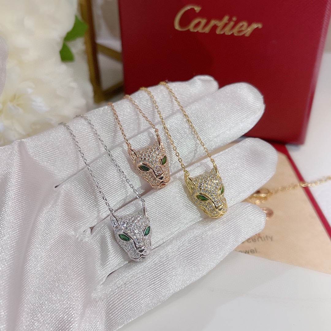 纯银Cartier品牌的象征之一最新火爆Cartier豹子祖母绿宝石项链卡地亚经典杰作经久不衰传奇经典一