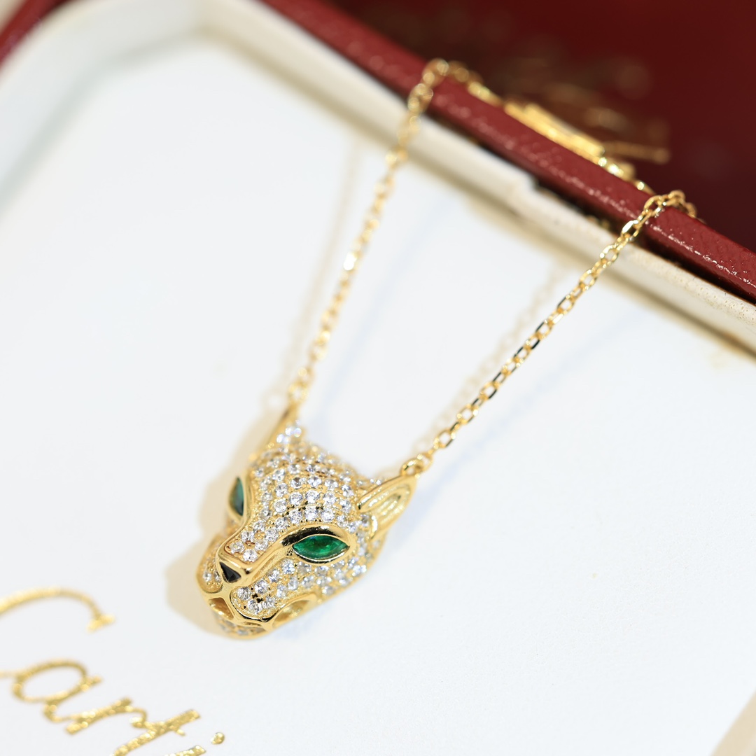 纯银Cartier品牌的象征之一最新火爆Cartier豹子祖母绿宝石项链卡地亚经典杰作经久不衰传奇经典一