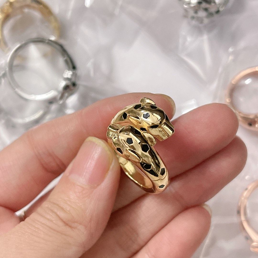 Cartier 豹子戒指 豹戒指霸气双豹头 戒指 Panthère de Cartier花纹豹手镯