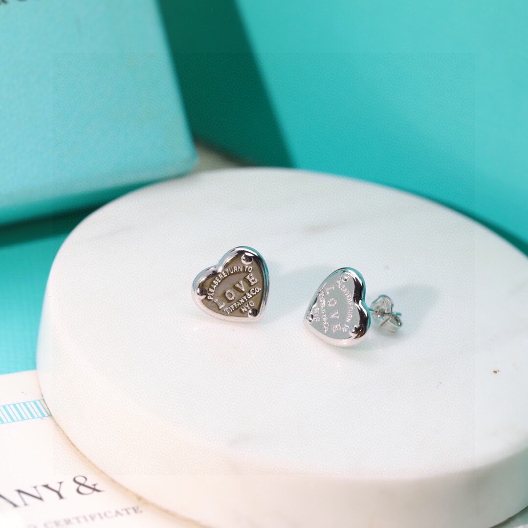  蒂芙尼 Tiffany 爱心耳钉 精工版 S925纯银材质 👼【925045】电镀18k 香槟色 金色