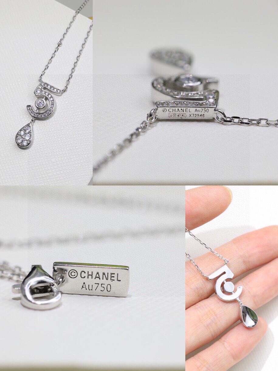  香奈儿 CHANEL💗N 5号项链  S925纯银材质 高版本  电镀18k白金 原版logo 👼【9