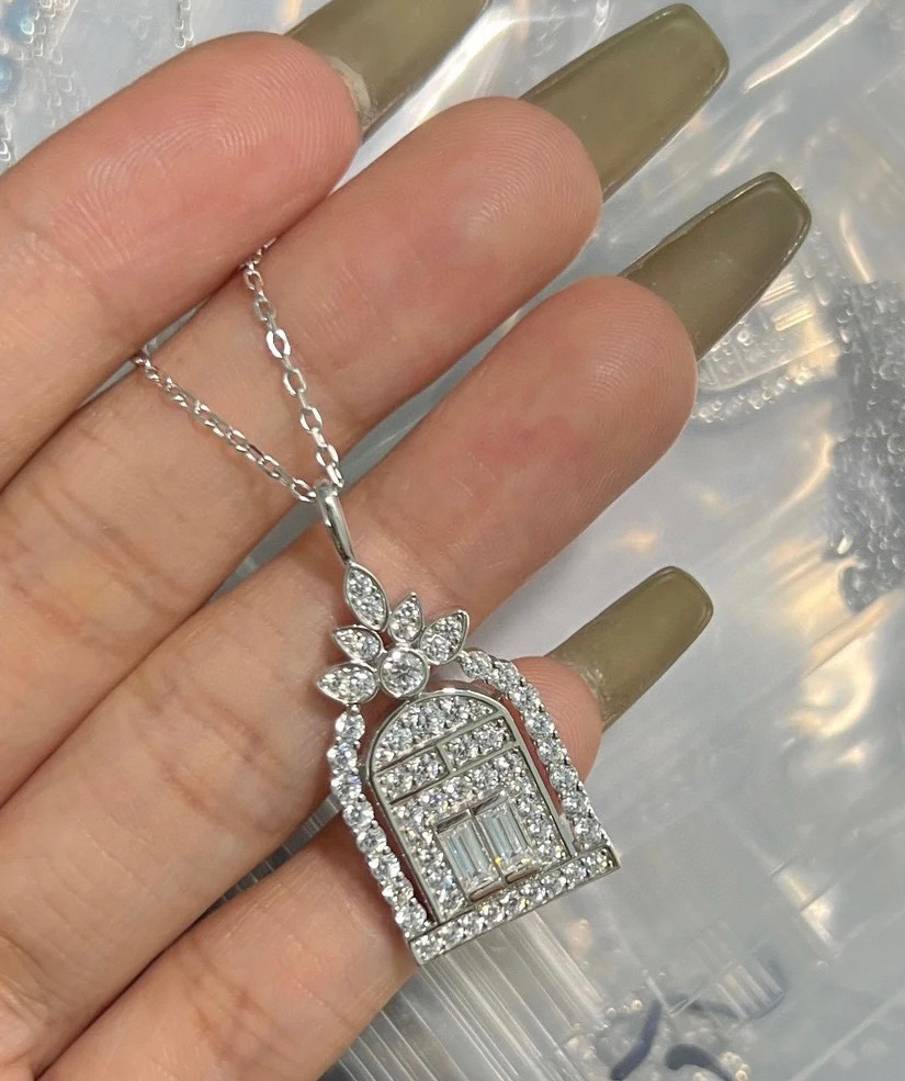  幸福之门 海瑞温斯顿 HW项链 高品质 精工版本 👼【925048】白金色 个性百搭 链长45cm可调