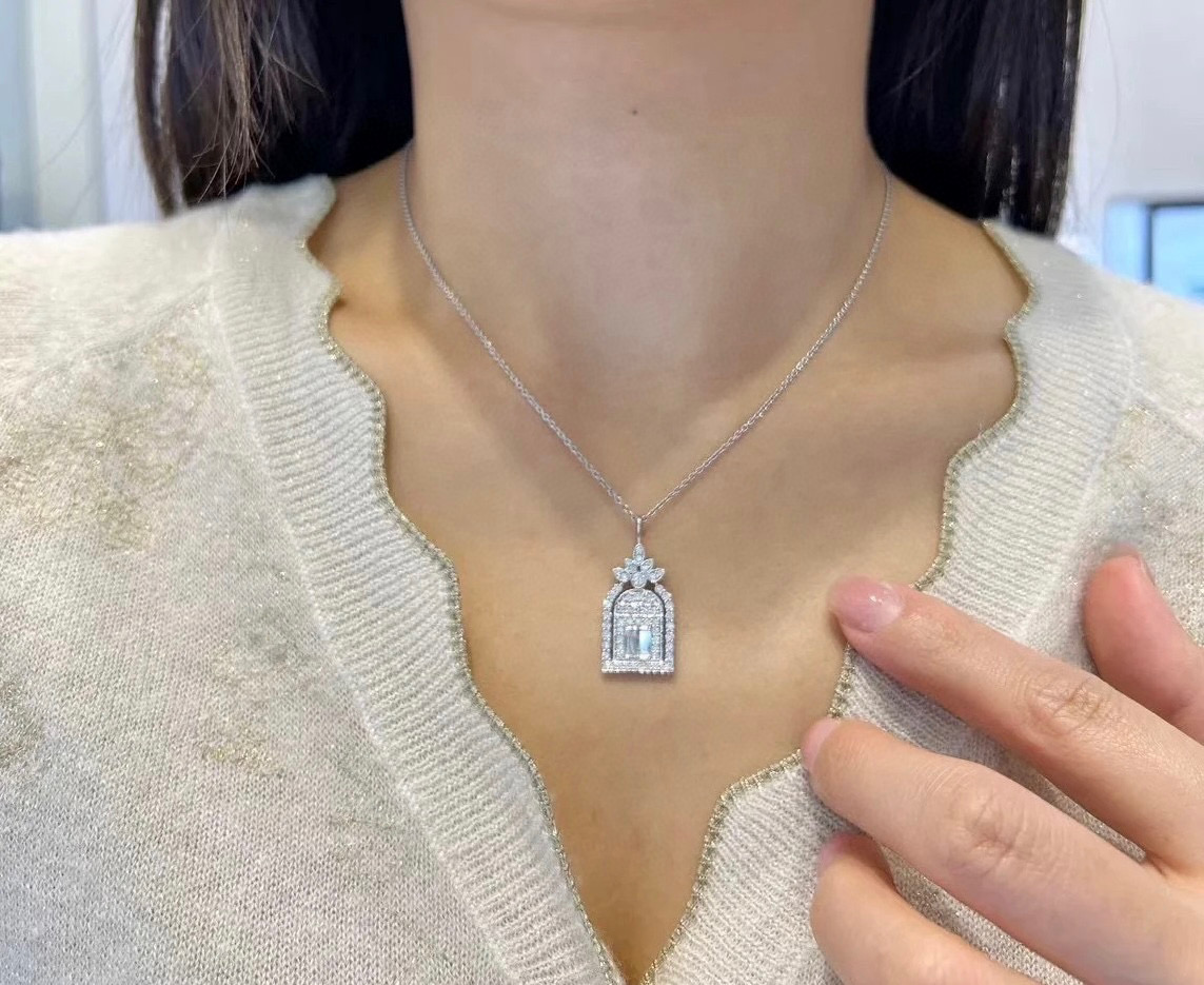  幸福之门 海瑞温斯顿 HW项链 高品质 精工版本 👼【925048】白金色 个性百搭 链长45cm可调