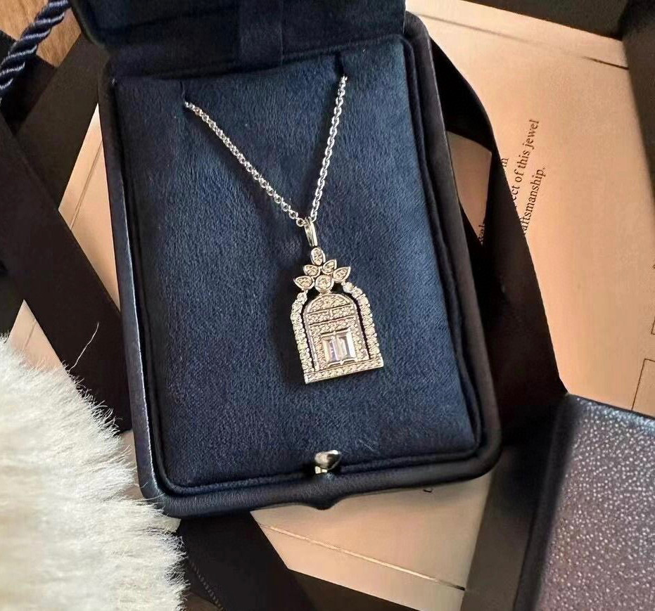  幸福之门 海瑞温斯顿 HW项链 高品质 精工版本 👼【925048】白金色 个性百搭 链长45cm可调