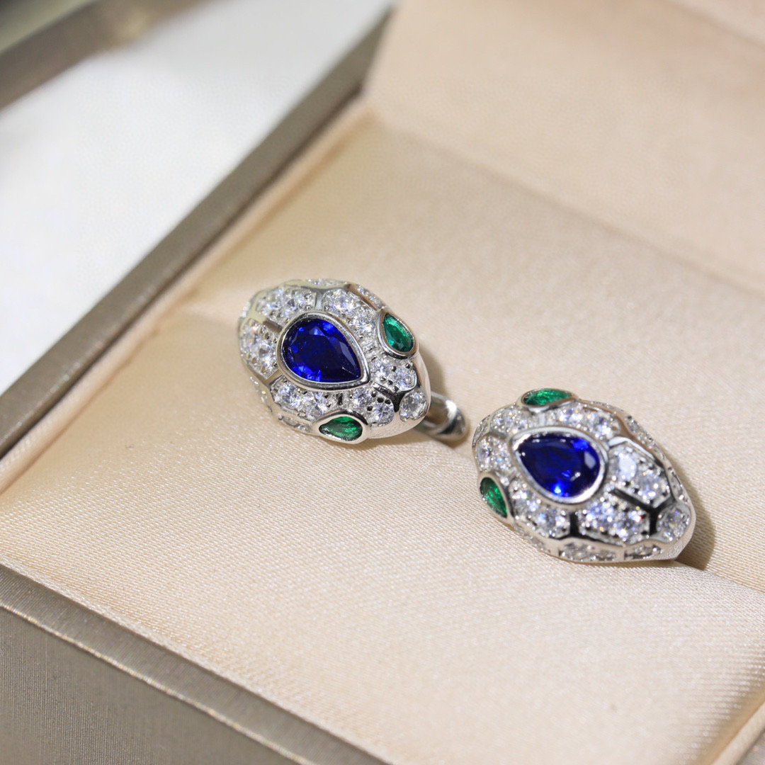  蛇耳钉👼【925078】s925纯银材质 带logo 红蛇耳钉 耳扣❗宝格丽 BVLGARI SERP
