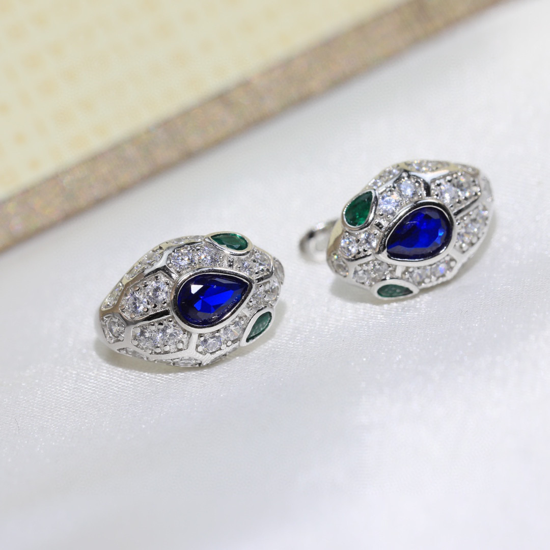  蛇耳钉👼【925078】s925纯银材质 带logo 红蛇耳钉 耳扣❗宝格丽 BVLGARI SERP