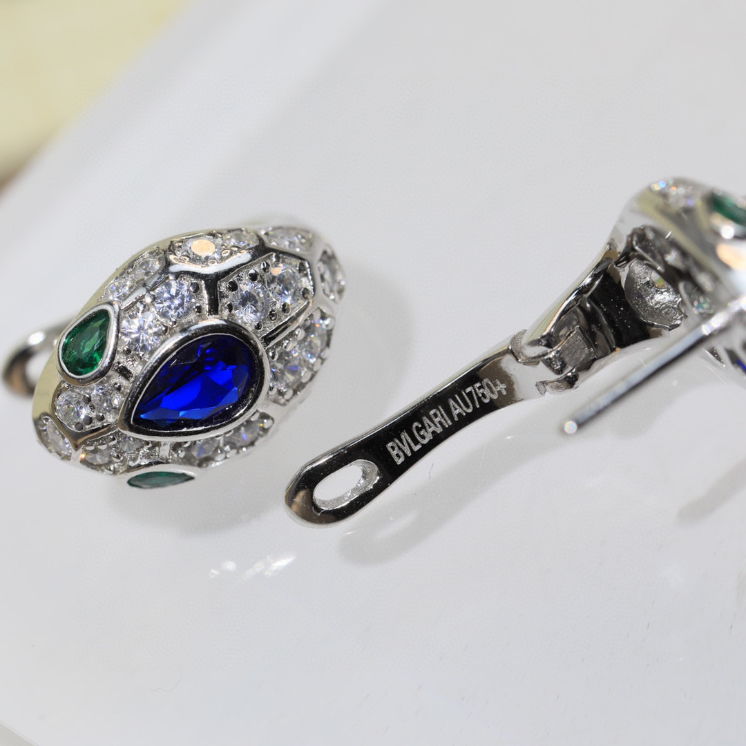  蛇耳钉👼【925078】s925纯银材质 带logo 红蛇耳钉 耳扣❗宝格丽 BVLGARI SERP