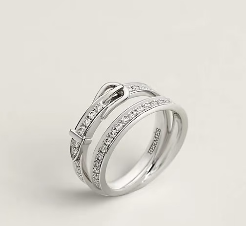  ✨👼【925048】戒指 💍火爆 Hermes爱马仕皮带扣戒指💍独家进口亚金材质 微镶 全部八心八箭切