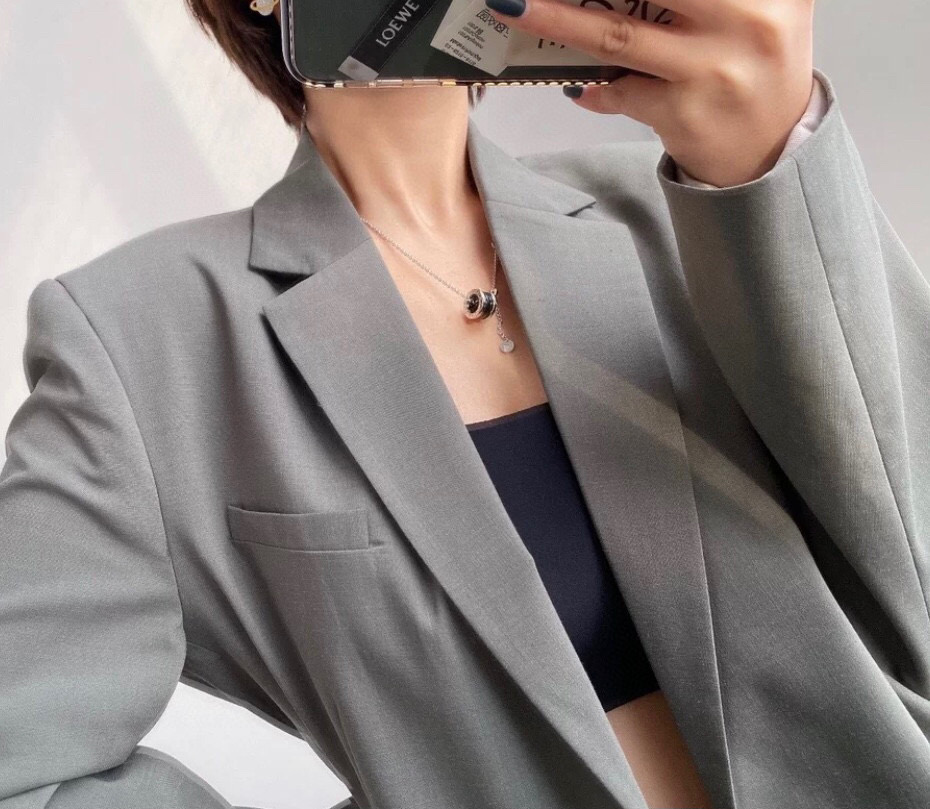  CNC版本👼【925148】s925纯银🔸New🔸宝格丽小红人慈善款 黑陶瓷项链男女可戴 链子有原版小