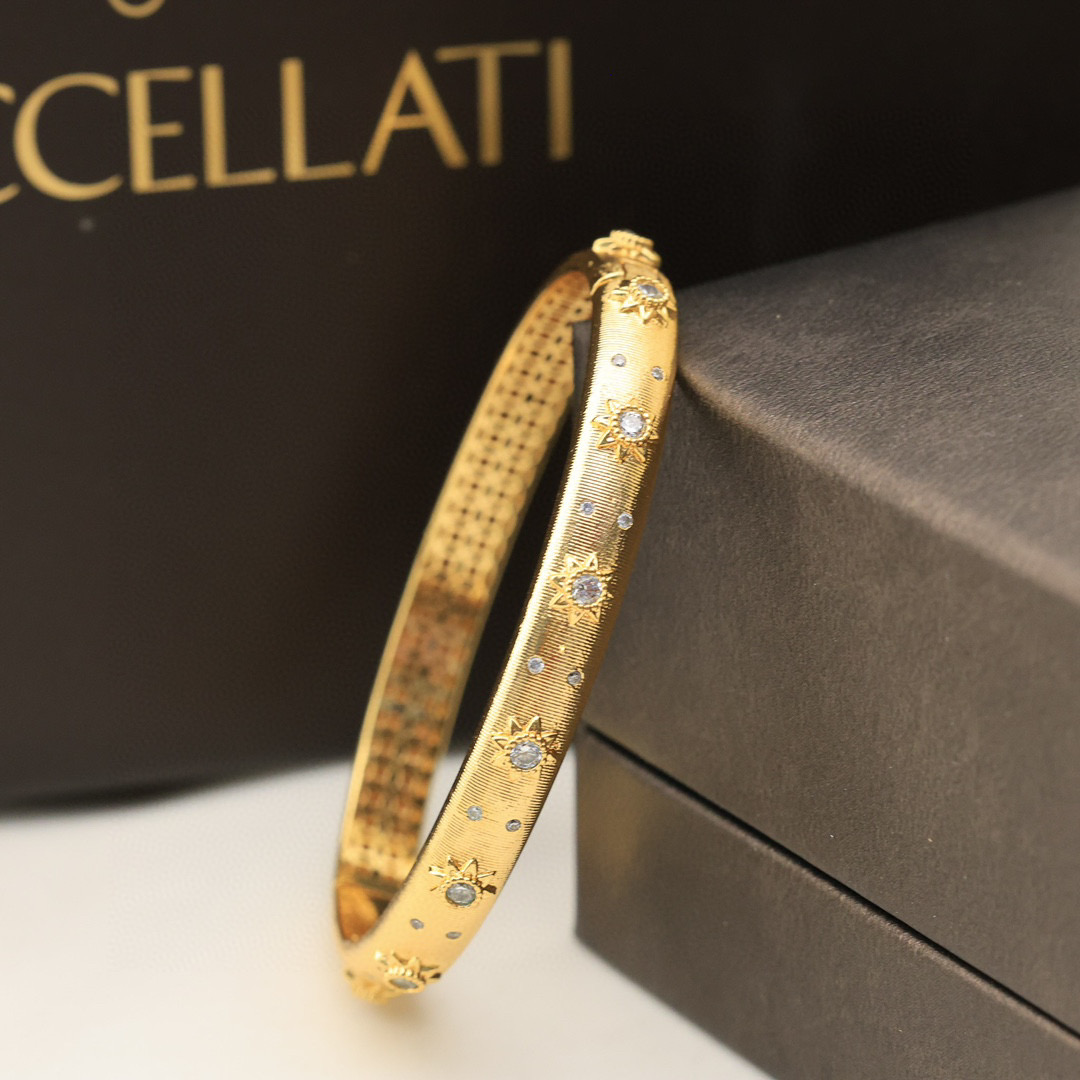  👼【925090】布契拉提 Buccellati 意大利高级珠宝品牌 复古宫廷风带钻拉丝手镯 亚金材质