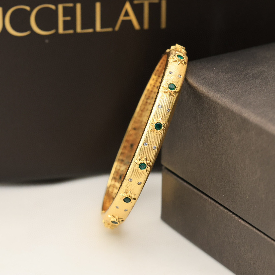  👼【925090】布契拉提 Buccellati 意大利高级珠宝品牌 复古宫廷风带钻拉丝手镯 亚金材质