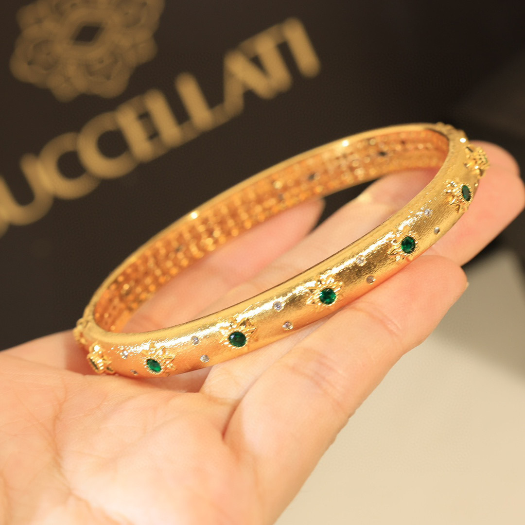  👼【925090】布契拉提 Buccellati 意大利高级珠宝品牌 复古宫廷风带钻拉丝手镯 亚金材质