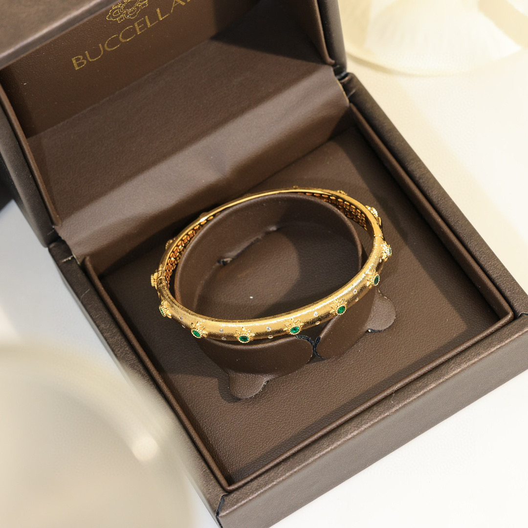  👼【925090】布契拉提 Buccellati 意大利高级珠宝品牌 复古宫廷风带钻拉丝手镯 亚金材质