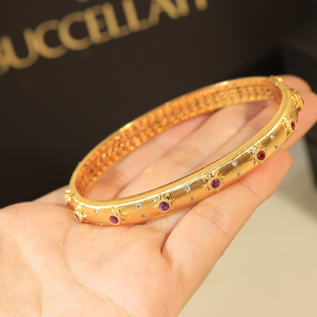  👼【925090】布契拉提 Buccellati 意大利高级珠宝品牌 复古宫廷风带钻拉丝手镯 亚金材质