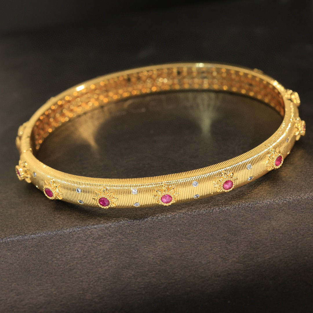  👼【925090】布契拉提 Buccellati 意大利高级珠宝品牌 复古宫廷风带钻拉丝手镯 亚金材质