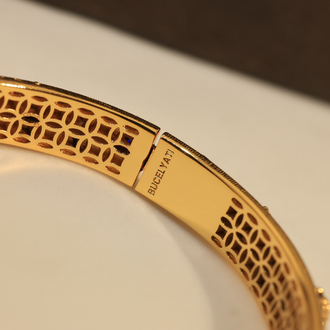  👼【925090】布契拉提 Buccellati 意大利高级珠宝品牌 复古宫廷风带钻拉丝手镯 亚金材质