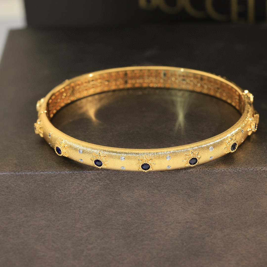  👼【925090】布契拉提 Buccellati 意大利高级珠宝品牌 复古宫廷风带钻拉丝手镯 亚金材质