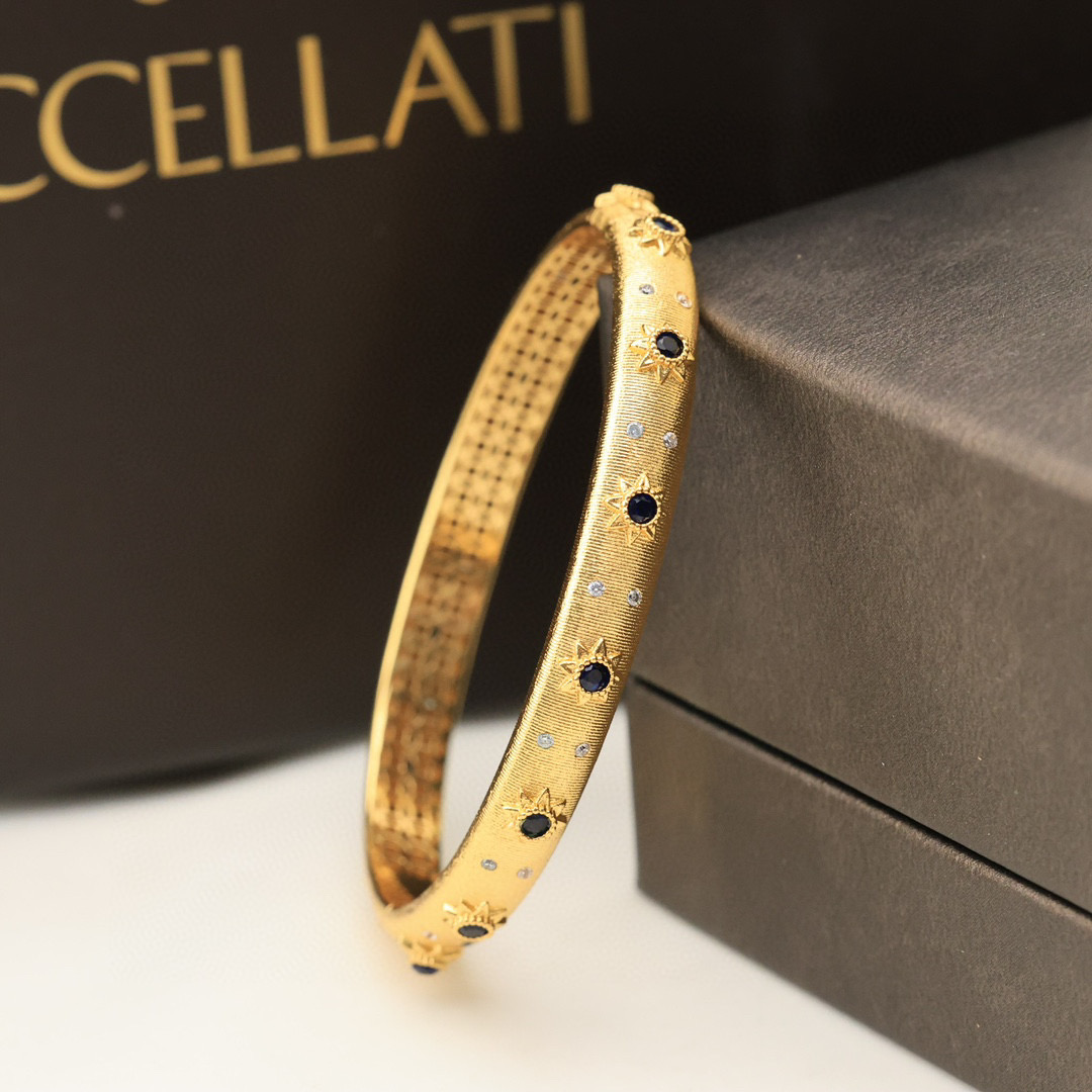  👼【925090】布契拉提 Buccellati 意大利高级珠宝品牌 复古宫廷风带钻拉丝手镯 亚金材质