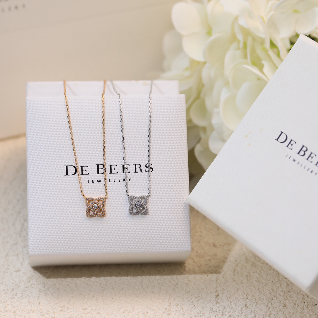  戴比尔斯项链 DE BEERS💎S925纯银材质 镶嵌工艺 18K金镀层 进口高碳钻   原版logo