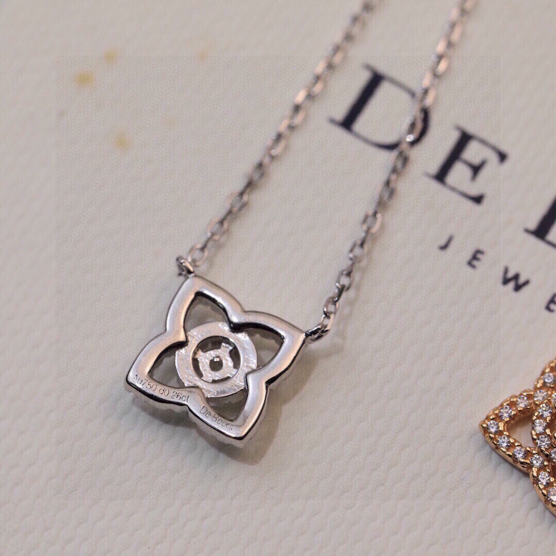  戴比尔斯项链 DE BEERS💎S925纯银材质 镶嵌工艺 18K金镀层 进口高碳钻   原版logo