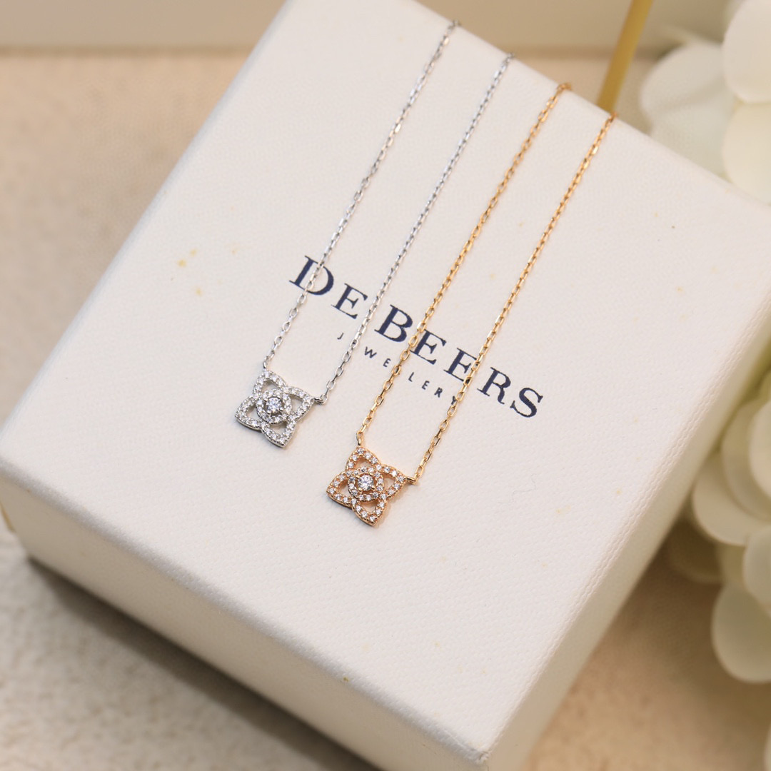  戴比尔斯项链 DE BEERS💎S925纯银材质 镶嵌工艺 18K金镀层 进口高碳钻   原版logo