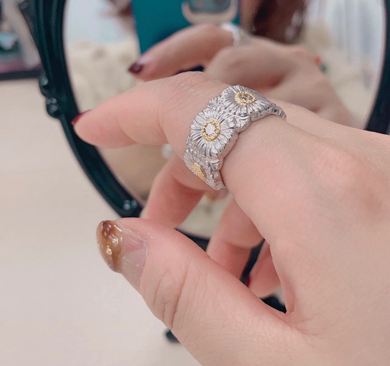 🌼雏菊戒指👼【】布契拉提 Buccellati 意大利高级珠宝品牌 复古宫廷风戒指 💍亚金材质 18k厚