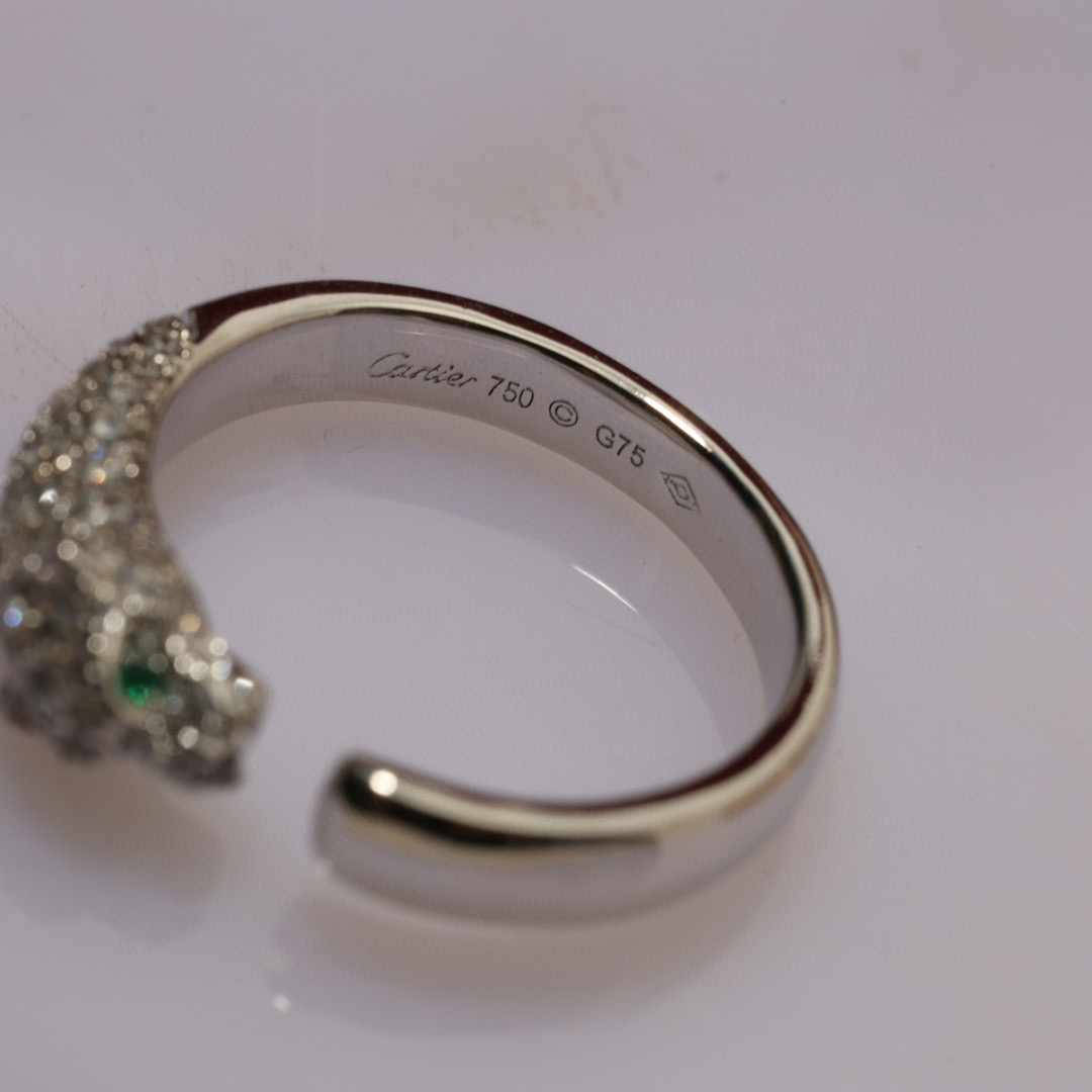  豹子戒指👼霸气豹戒指💍Panthère de Cartier豹子开口戒指💍电镀18K金！圆形明亮式切割