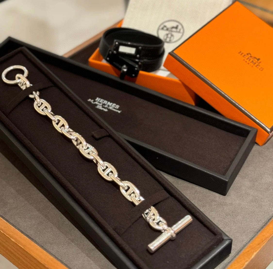  精工版本👼【925068】Hermes##爱马仕# Farandole光金猪鼻子手链 人生是一面镜子，