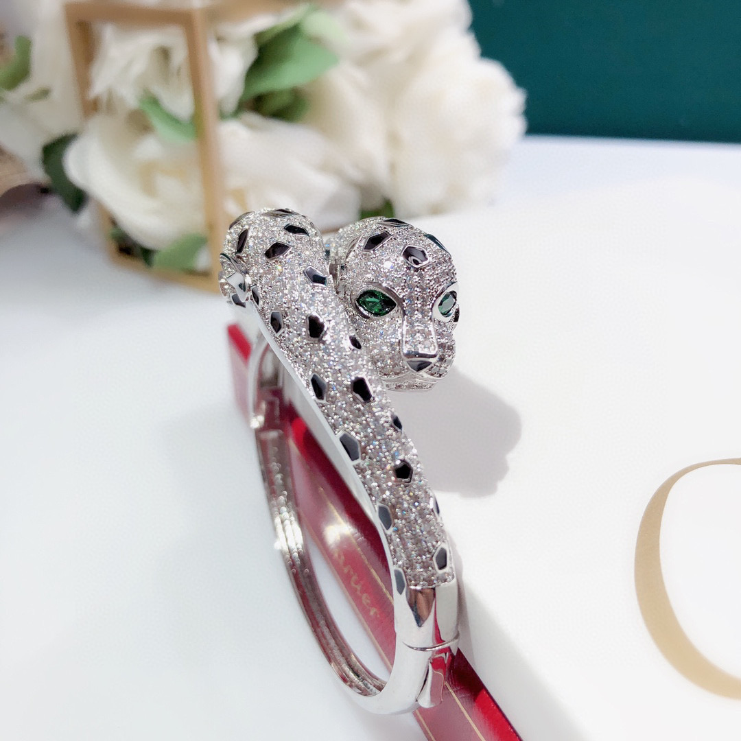 Cartier 霸气双豹头满钻 手镯 Panthère