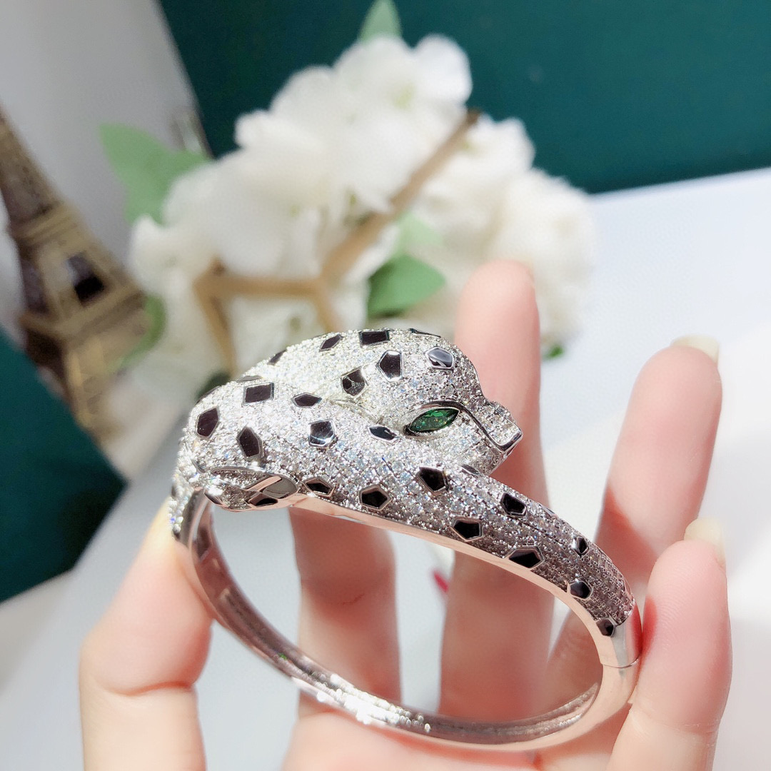 Cartier 霸气双豹头满钻 手镯 Panthère