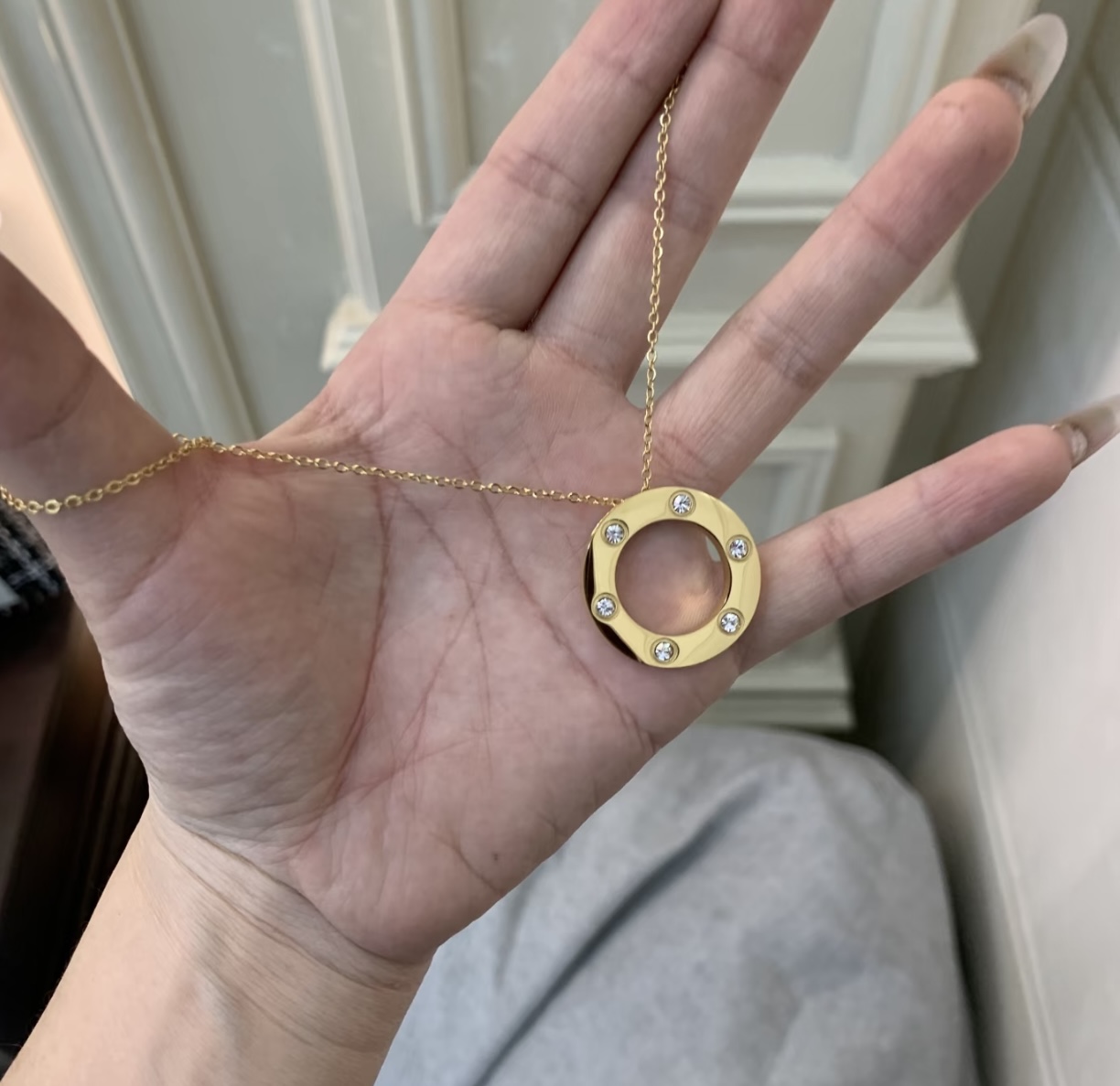 Cartier 六钻 版本 卡地亚项链光面 6钻版 大饼项链 双面可佩戴